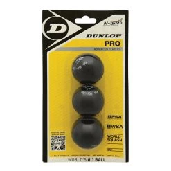 Set Of 3 Squash Balls Dunlop Pro Blister